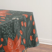 クリスマスヴィンテージレッドグリーンベリーズポインセチア テーブルクロス (インサイチュ)