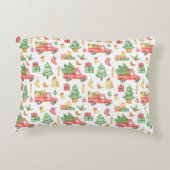 クリスマスヴィンテージレッドトラックパターン アクセントクッション (裏面)