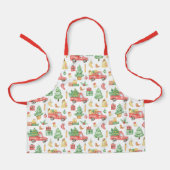 クリスマスヴィンテージレッドトラックパターン エプロン (正面)
