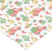 クリスマスヴィンテージレッドトラックパターン ショートテーブルランナー (コーナー)