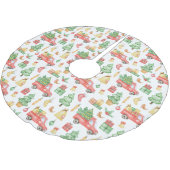 クリスマスヴィンテージレッドトラックパターン ブラッシュドポリエステルツリースカート (アングル)