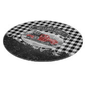 クリスマスヴィンテージレッドトラックホワイトバッファロープレイド カッティングボード (角)