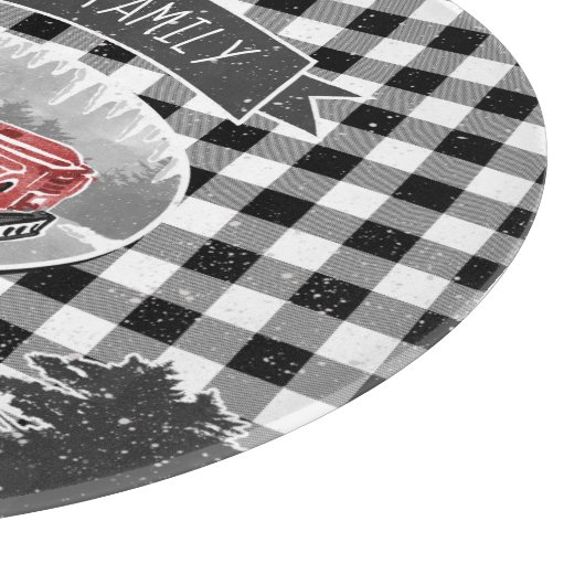 クリスマスヴィンテージレッドトラックホワイトバッファロープレイド カッティングボード (角)