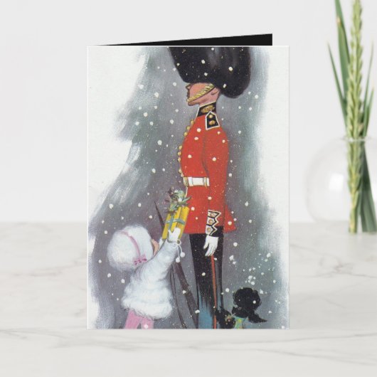 クリスマスヴィンテージレトロなカスタマイズ可能なガールカード シーズンカード (正面)