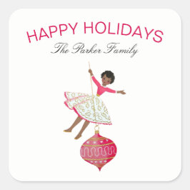 クリスマスヴィンテージレトロガールスイングオンオーナメント スクエアシール