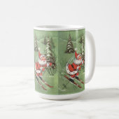クリスマスヴィンテージレトロサンタクロースオンスキー コーヒーマグカップ (正面右)