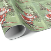 クリスマスヴィンテージレトロサンタクロースオンスキー ラッピングペーパー (ロールコーナー)