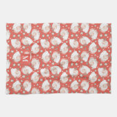 クリスマスヴィンテージレトロサンタクロースホリーカスタム キッチンタオル (横)