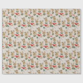 クリスマスヴィンテージレトロサンタトナカイクリスマスプレゼント ラッピングペーパー (フラット)