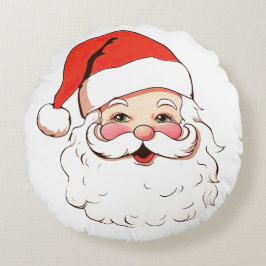 クリスマスヴィンテージレトロサンタ節シンプル白 ラウンドクッション