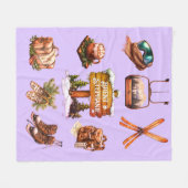 クリスマスヴィンテージレトロスキーカップル屋外ラベンダー フリースブランケット (正面(横))