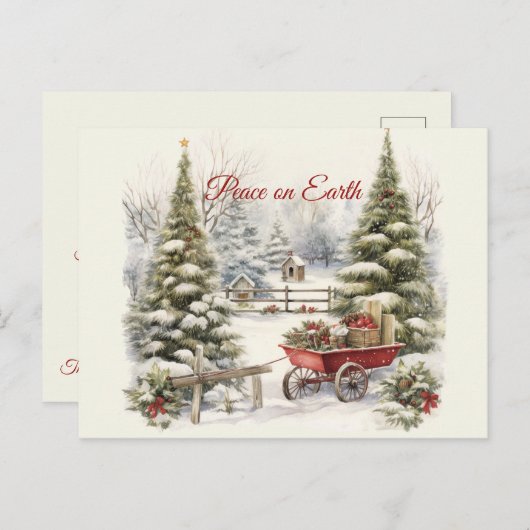 クリスマスヴィンテージ冬場 ポストカード (正面/裏面)