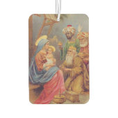 クリスマスヴィンテージ出生イエスイラストレーション カーエアーフレッシュナー (裏面)