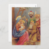 クリスマスヴィンテージ出生イエスイラストレーション シーズンポストカード (正面/裏面)