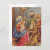 クリスマスヴィンテージ出生イエスイラストレーション シーズンポストカード (正面/裏面)