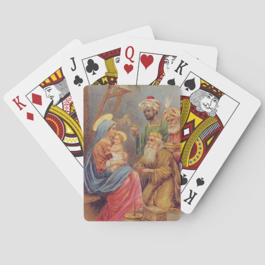 クリスマスヴィンテージ出生イエスイラストレーション トランプ (裏面)