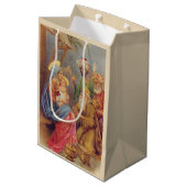 クリスマスヴィンテージ出生イエスイラストレーション ミディアムペーパーバッグ (裏面アングル)