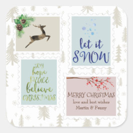クリスマスヴィンテージ切手パーソナライズされた スクエアシール