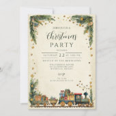 クリスマスヴィンテージ列車とギフト 招待状 (正面)