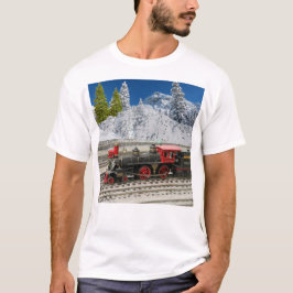 クリスマスヴィンテージ列車メンズTシャツ Tシャツ