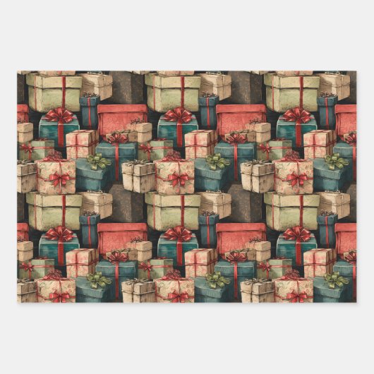 クリスマスヴィンテージ包装紙 ラッピングペーパーシート (正面)