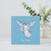 クリスマスヴィンテージ天使とメッセージ付きライトブルー (スタンド正面)