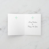クリスマスヴィンテージ天使とメッセージ付きライトブルー ノートカード (内部)