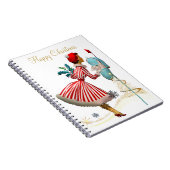 クリスマスヴィンテージ女性金ゴールドクリスマスツリーグリッター ノートブック (右側)