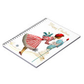 クリスマスヴィンテージ女性金ゴールドクリスマスツリーグリッター ノートブック (左側)