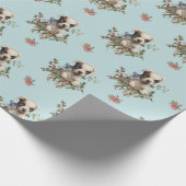 クリスマスヴィンテージ子犬ほこりっぽい青いパターン ラッピングペーパー (角)