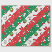 クリスマスヴィンテージ対称デザイン ラッピングペーパー (フラット)
