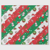 クリスマスヴィンテージ対称デザイン ラッピングペーパー (フラット)