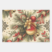 クリスマスヴィンテージ応援パターン ラッピングペーパーシート (正面3)