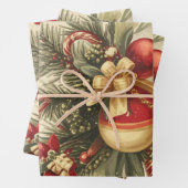 クリスマスヴィンテージ応援パターン ラッピングペーパーシート (インサイチュ)