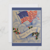 クリスマスヴィンテージ愛国国旗 シーズンカード (正面/裏面)