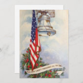 クリスマスヴィンテージ愛国的アメリカ国旗 シーズンカード (正面/裏面)