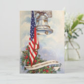 クリスマスヴィンテージ愛国的アメリカ国旗 シーズンカード (スタンド正面)
