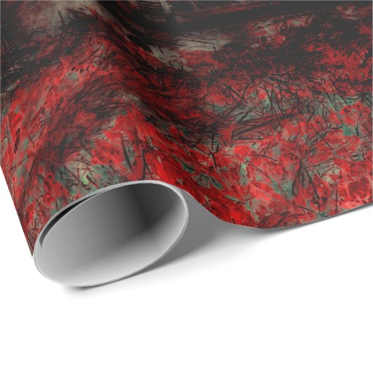 クリスマスヴィンテージ明るい赤素朴緑トラック= ラッピングペーパー (ロールコーナー)