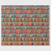 クリスマスヴィンテージ本棚ラッピング紙 ラッピングペーパー (フラット)