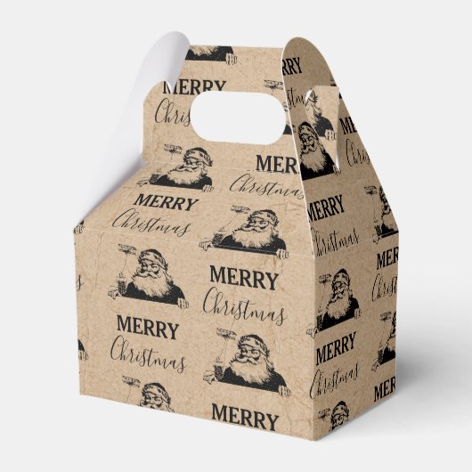 クリスマスヴィンテージ白黒クラフトサンタクロース フェイバーボックス (正面サイド)