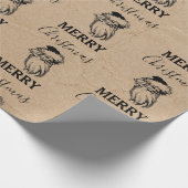 クリスマスヴィンテージ白黒クラフトサンタクロース ラッピングペーパー (角)