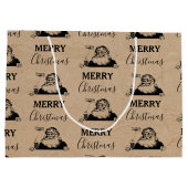 クリスマスヴィンテージ白黒クラフトサンタクロース ラージペーパーバッグ (裏面)