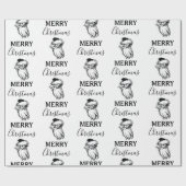 クリスマスヴィンテージ白黒サンタクロース ラッピングペーパー (フラット)