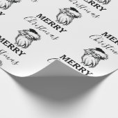 クリスマスヴィンテージ白黒サンタクロース ラッピングペーパー (角)