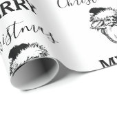 クリスマスヴィンテージ白黒サンタクロース ラッピングペーパー (ロールコーナー)