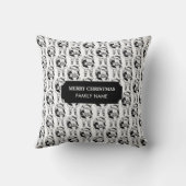 クリスマスヴィンテージ白黒サンタ名前をカスタムする クッション (裏面)