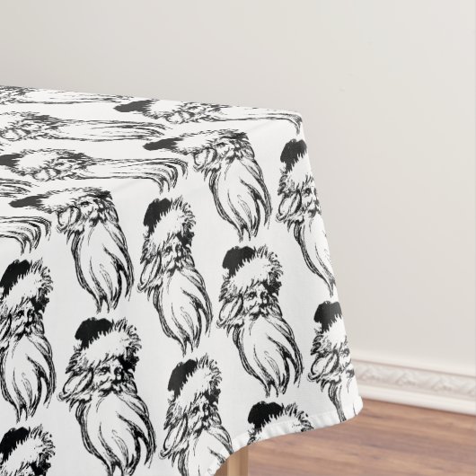 クリスマスヴィンテージ白黒サンタ テーブルクロス (インサイチュ)