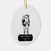 クリスマスヴィンテージ白黒サンタ&ベビー セラミックオーナメント (右)
