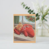 クリスマスヴィンテージ眠っている子猫のミッテン シーズンカード (スタンド正面)