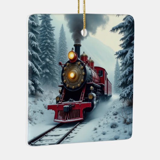 クリスマスヴィンテージ蒸気機関車 セラミックオーナメント (右)